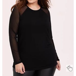Torrid size 00 SUPER SOFT BLACK MESH LONG SLEEVE TOP